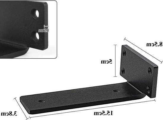 Set van 2 Wandplanken Steunen, Draagkracht 45 kg, 5 mm Dikte, Ideaal voor Drijvende Planken en Muurmontage — afbeelding 5