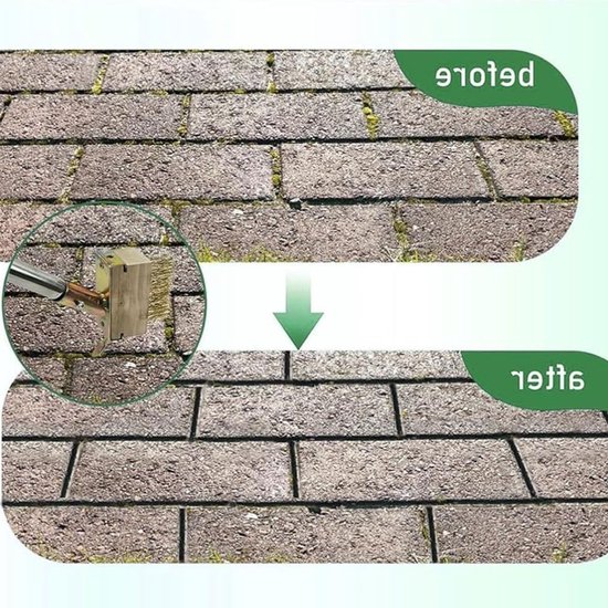 onkruidborstel met 170 cm roestvrijstalen steel - schuine staaldraadborstels voor effectief onkruid verwijderen aan voegen, muurranden en terrassen - set van 2 met verstelbare — afbeelding 5