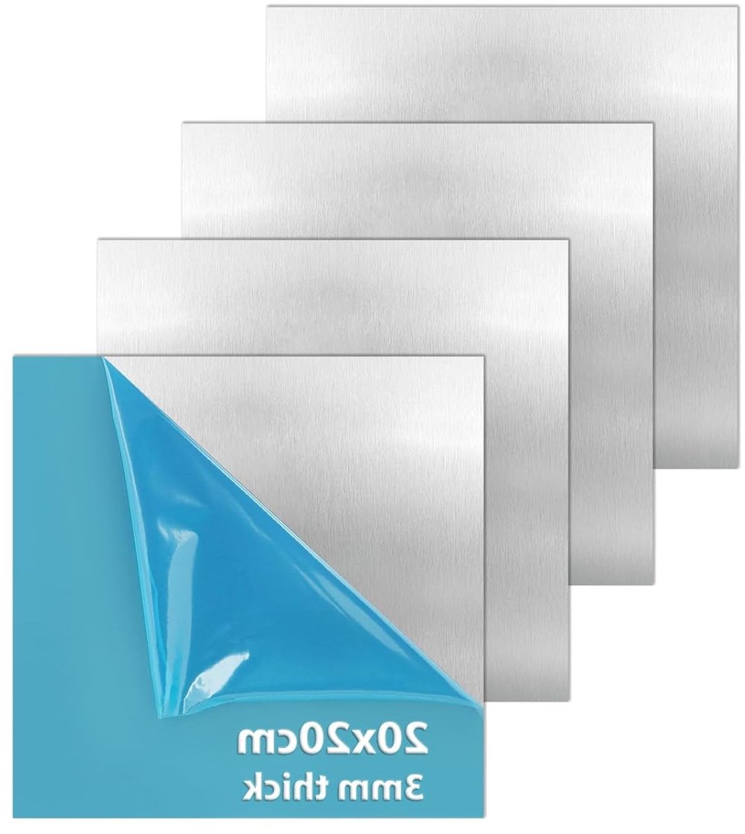 Aluminium plaat 3 mm dik - 200 mm x 200 mm (20 cm x 20 cm) - Set van 4 stuks voor diverse toepassingen