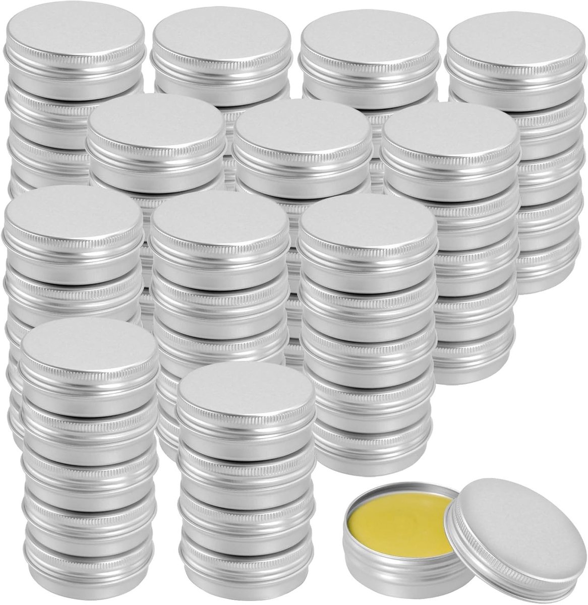 60 Stuks 30ml Aluminium Blikken met Deksel, Perfect voor Kaarsen Maken en DIY Creaties, Ideaal voor Opslag en Organisatie