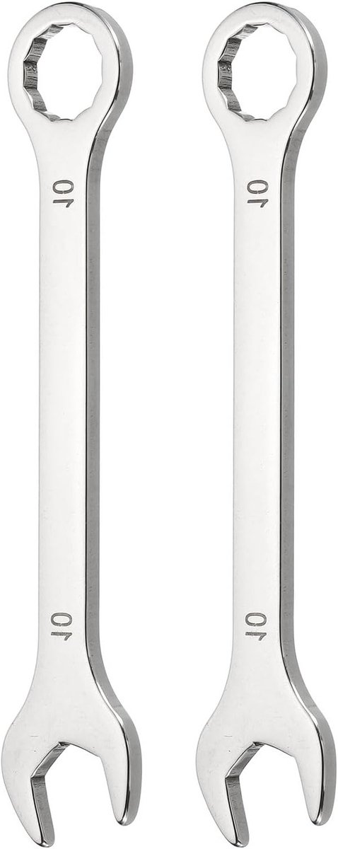 Mini super dunne dubbele steeksleutel 10 mm metrisch 12-punts ring en mond roestvrij staal gereedschap voor auto, meubels en DIY projecten, 2 stuks