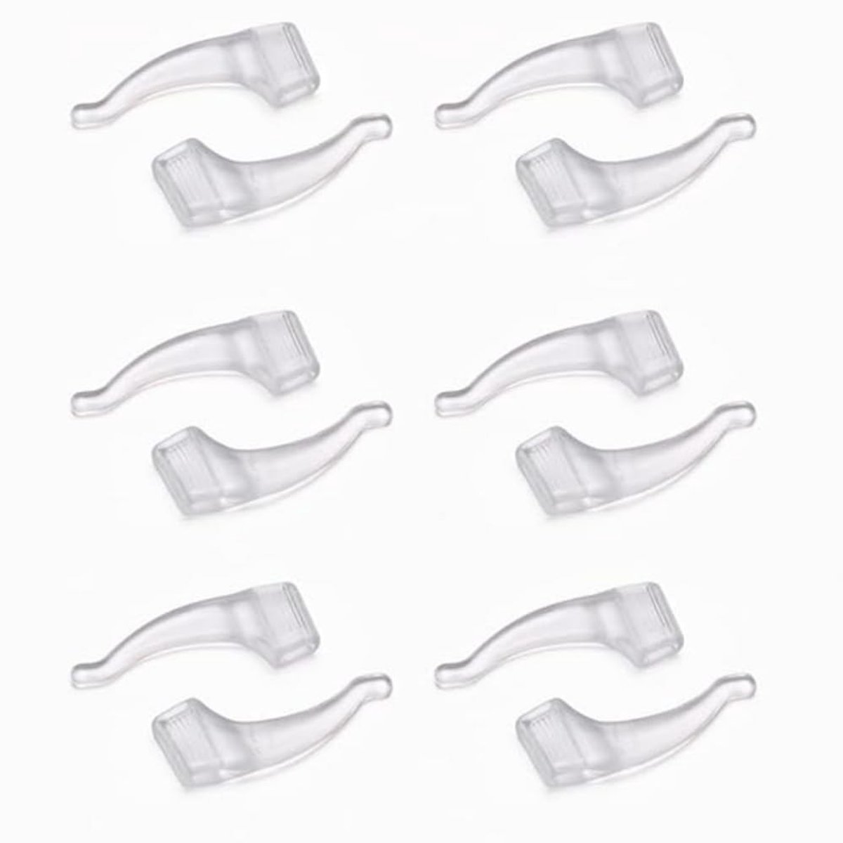 Allecto - Zachte siliconen oorpads - Anti-slip brilhouders - Transparant - Comfortabel en veilig - Geschikt voor dagelijks gebruik - 6 paar