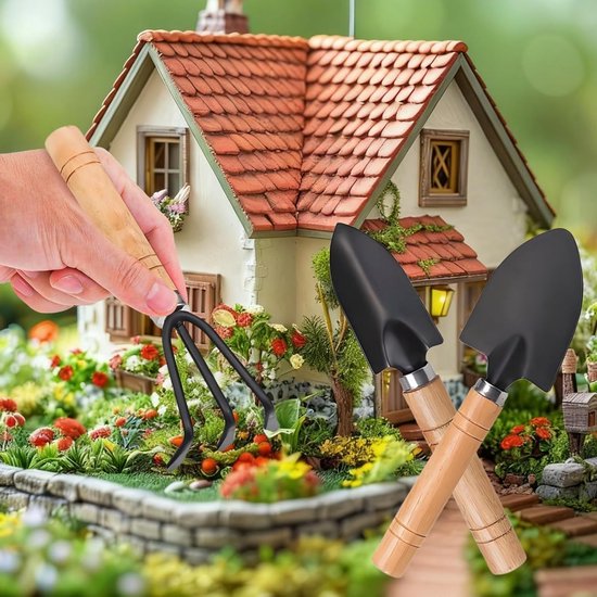 Kleine Tuingereedschapset voor Kinderen - 3 Stuks Mini Tuinschep, Handhark en Tuingereedschap voor Planten en Grondbewerking — afbeelding 5