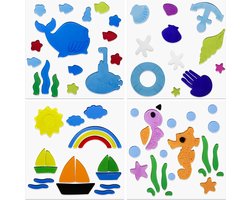 Zomer Jelly Stickers - Shell Regenboog Patroon - Decoraties Accessoires - Peuters Zomerschool - Home Office - Badkamer - Kleuterkamer - Seizoensgebonden - 4 Stuks