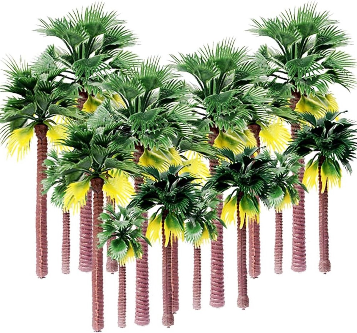 Miniatuur Palmboom Set van 24 Stuks - Plastic Kokosnootboom voor Landschapsdecoratie, Taartdecoratie en Diorama's