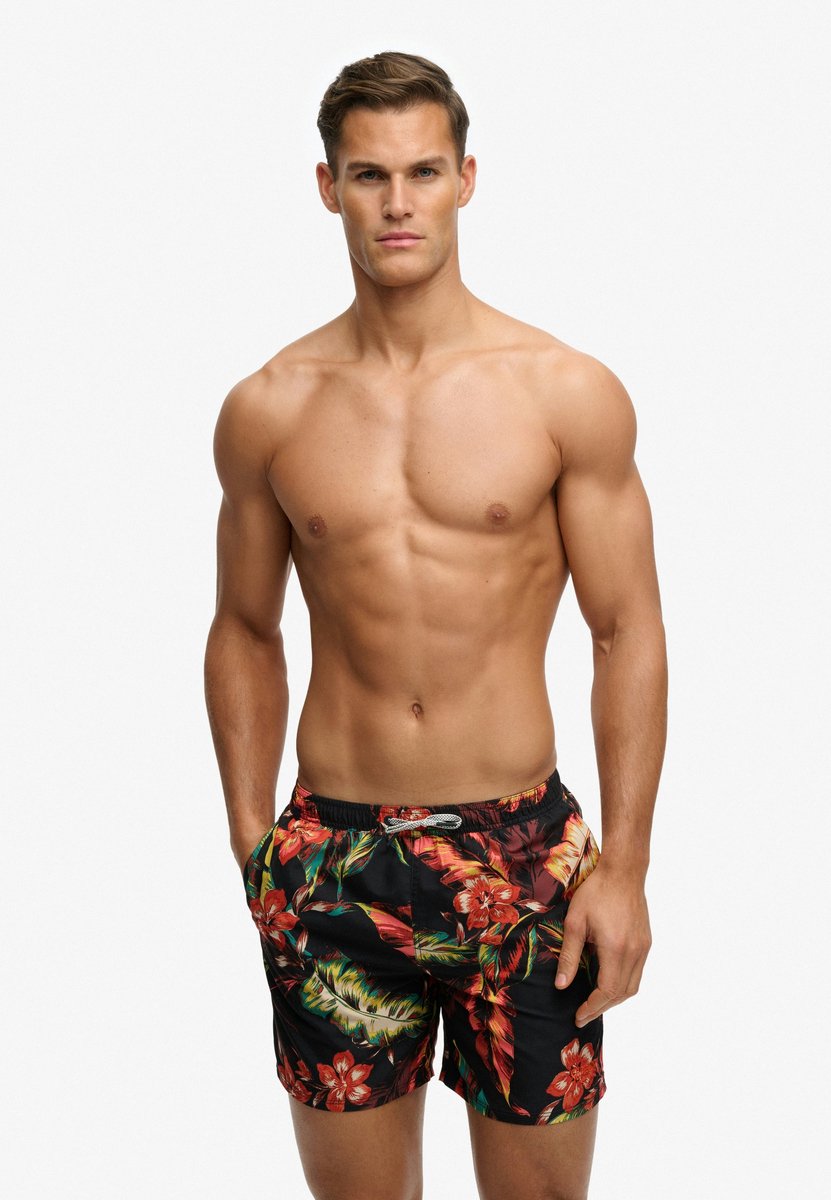 Superdry Hawaiian Print 16-inch Zwemshorts Heren Zwembroeken Zwart