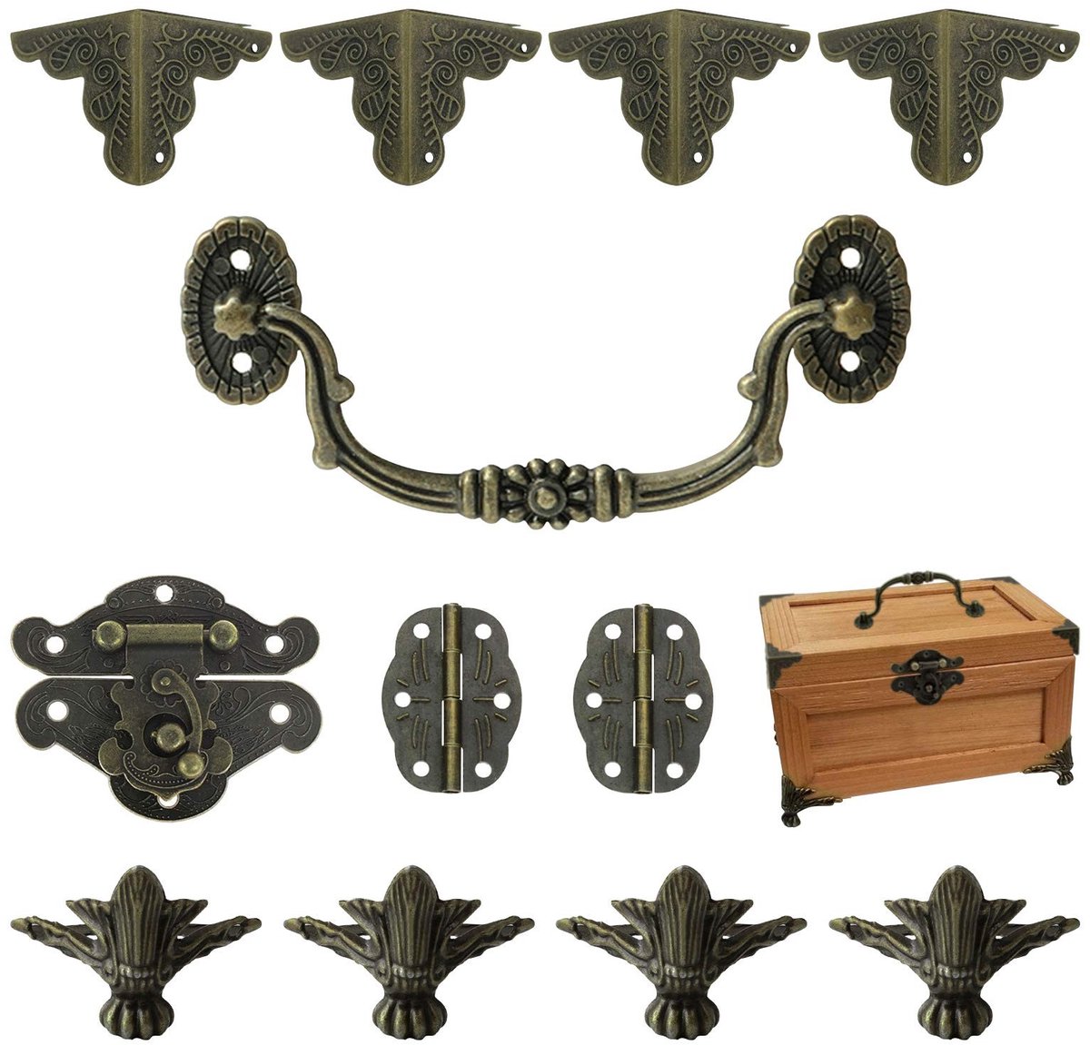 aladdien - Antieke vergrendeling scharnieren - Doos kit - Decoratief en functioneel - Metaal - Houten sieraden kist - Perfect voor doe-het-zelf proj..