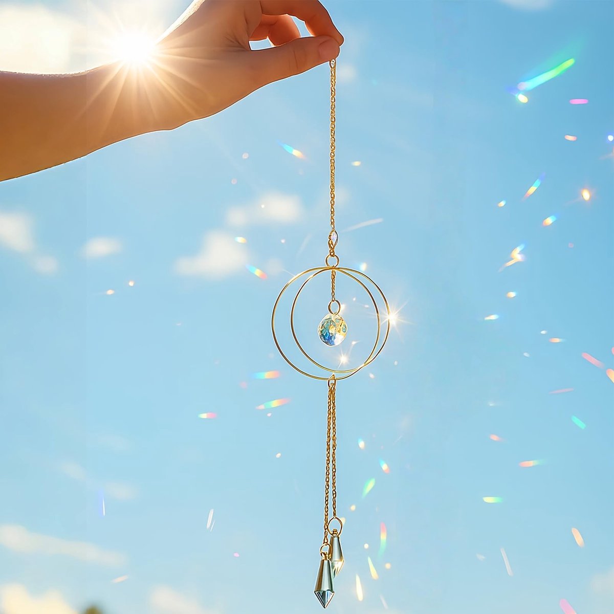 aladdien - Hanging Crystal Sun Catcher - 42cm - Raamdecoratie - Feesten - Kerst - Prachtige lichtreflecties - Geschikt voor binnen en buiten - Doorz..