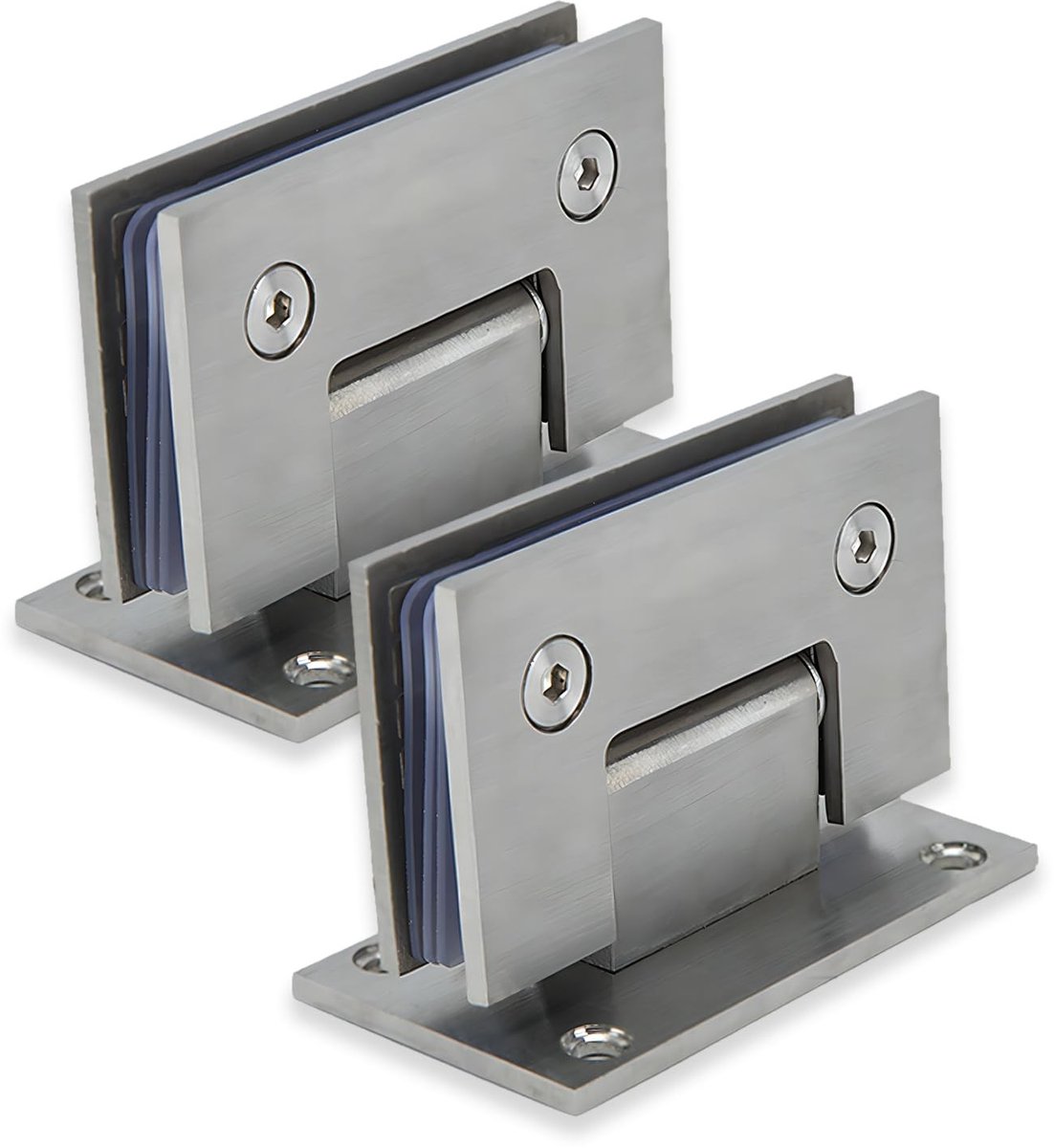 aladdien - Glazen deurscharnier - Roestvrij staal - Hoogwaardige afwerking - Voor 8-12 mm dik glas - Perfect voor badkamer en vitrines - 2 stuks