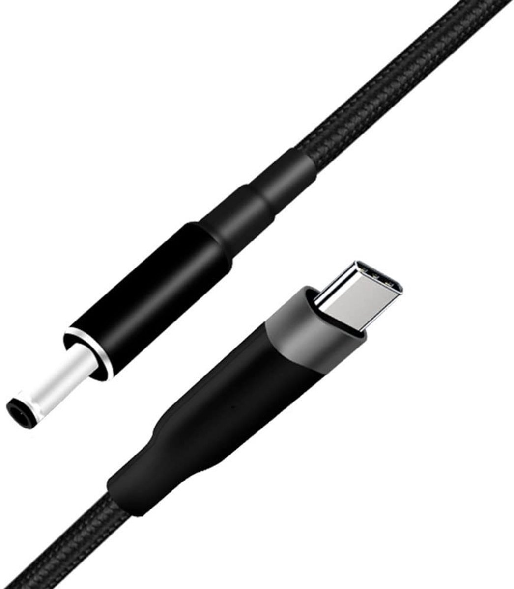 Allecto - USB-C naar DC Plug - 100 W PD snel opladen - 1,5 meter - Stabiele laptop netsnoer - Geschikt voor thuiskantoor - USB-C naar 4,5 x 3,0 mm