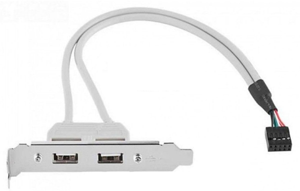 Xiwai USB 2.0 Paneel met 2 Poorten en 9-Pins Kabel - PCI-e Steun