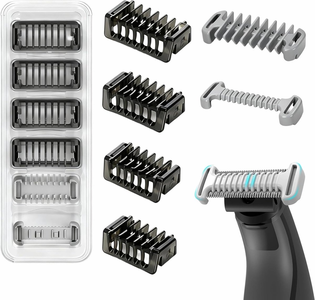 Geleidingskammen set voor O Blade trimmer - 6-delige set met huidbescherming en bidirectionele kammen voor precisie en veelzijdigheid
