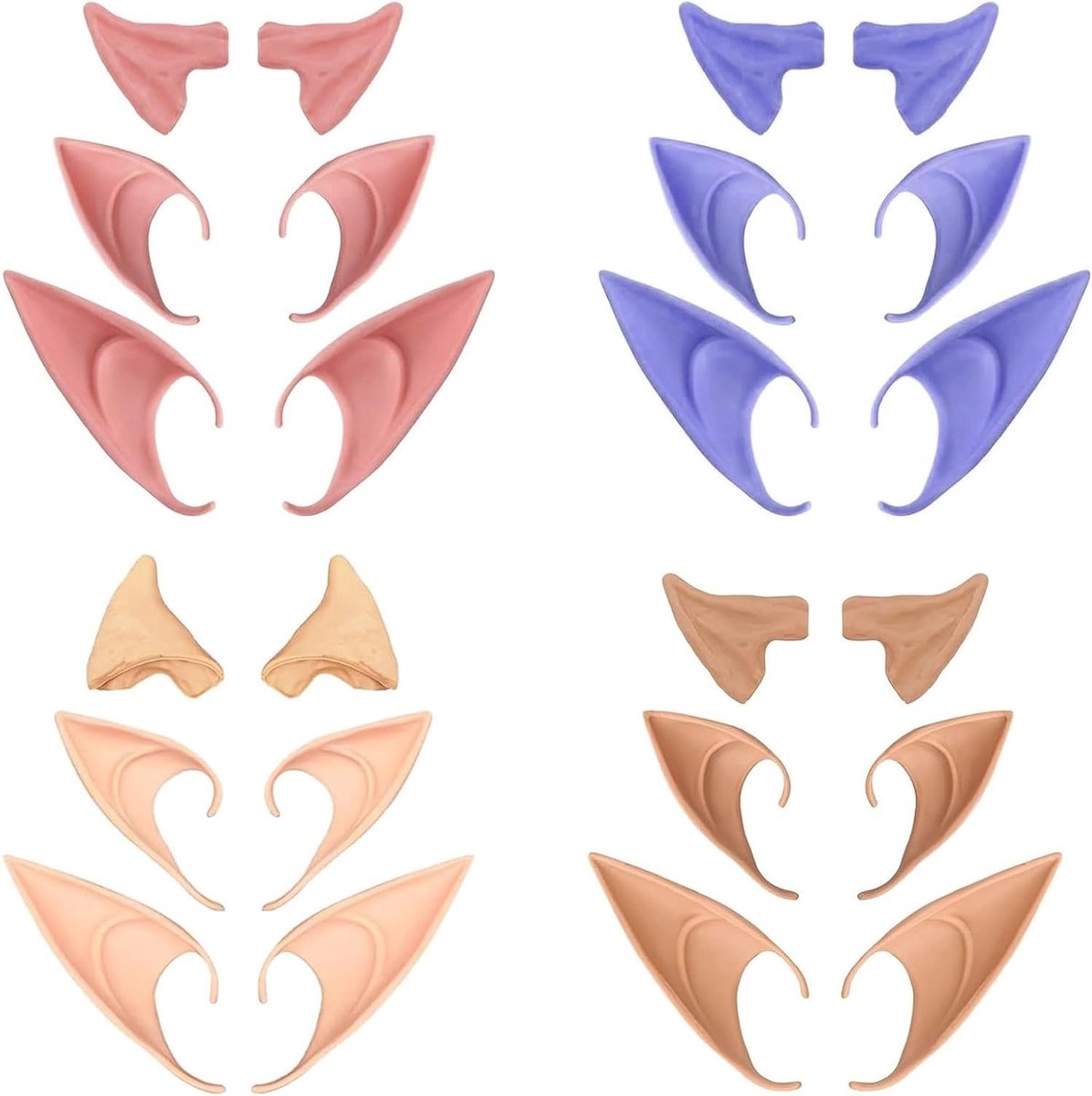 Premium Latex Elf Ears - Zachte Puntige Oren voor Halloween, Cosplay, Kostuumaccessoires en Feestjes - Verkrijgbaar in Diverse Maten