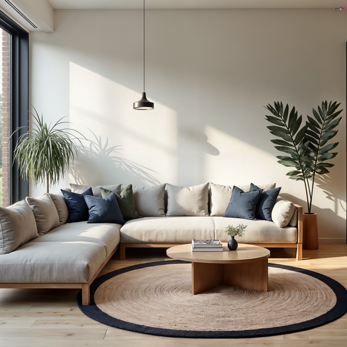 Rond jute vloerkleed Naturel/antraciet 240cm Mrcarpet