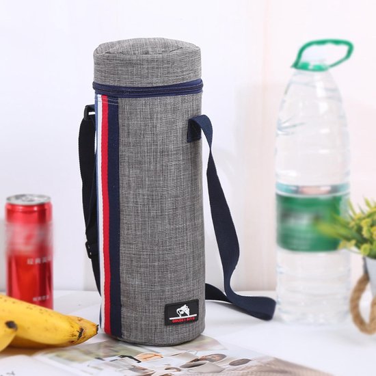 Draagtas voor flessen - Koeltas onderweg - Dranken koel houden - Verstelbare schouderriem - Tot 1.5 liter - Grijs — afbeelding 3