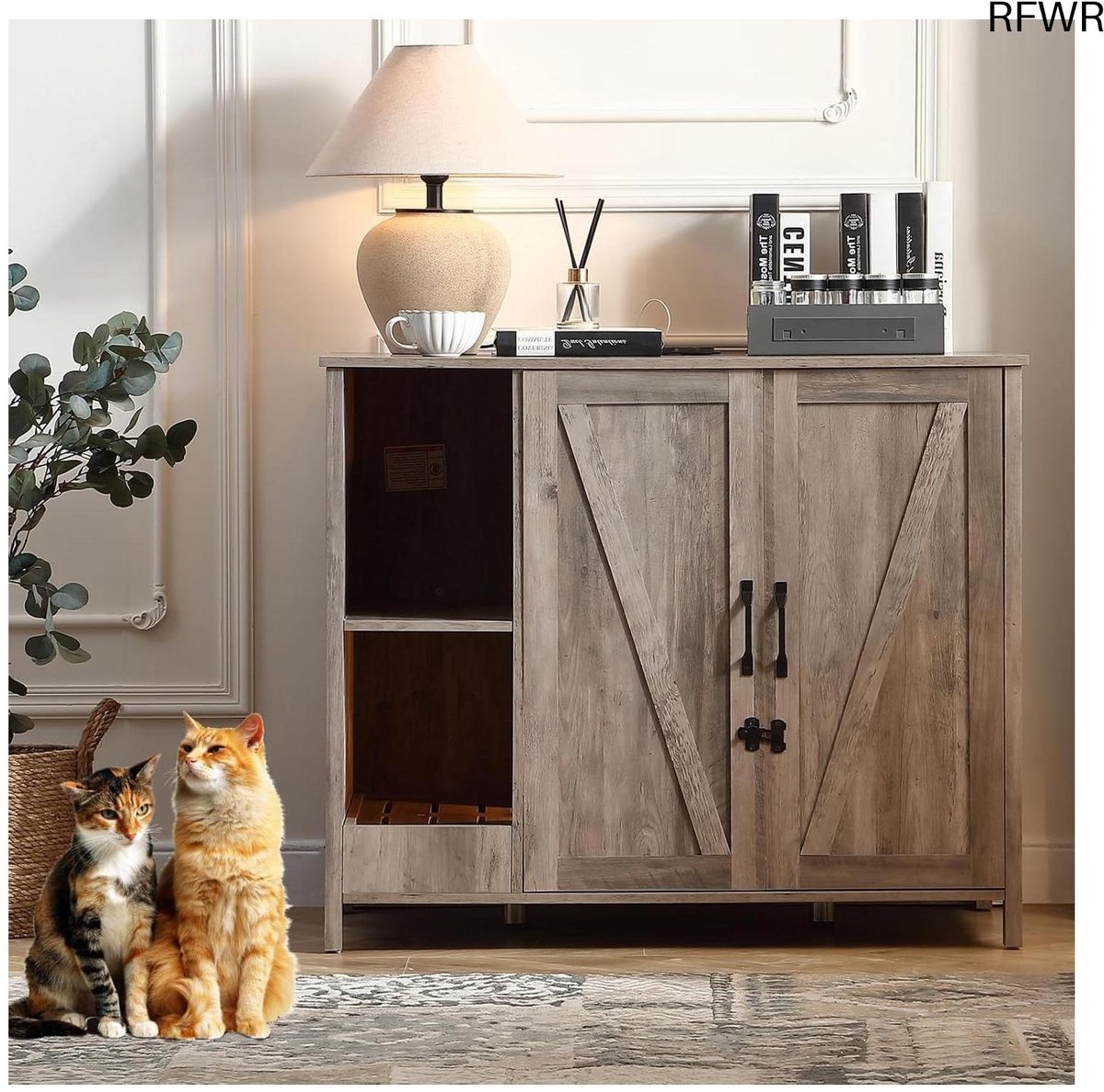Kattenbak Meubel - Kattenhuisje Toilet - Netjes Houden - Met Lade - 105 x 68 cm - Grijs