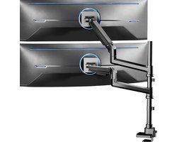 Monitor Arm - Dubbele Monitorhouder - Bureau Organisatie - Pneumatische Verstelling - Tot 49 Inch - Zwart