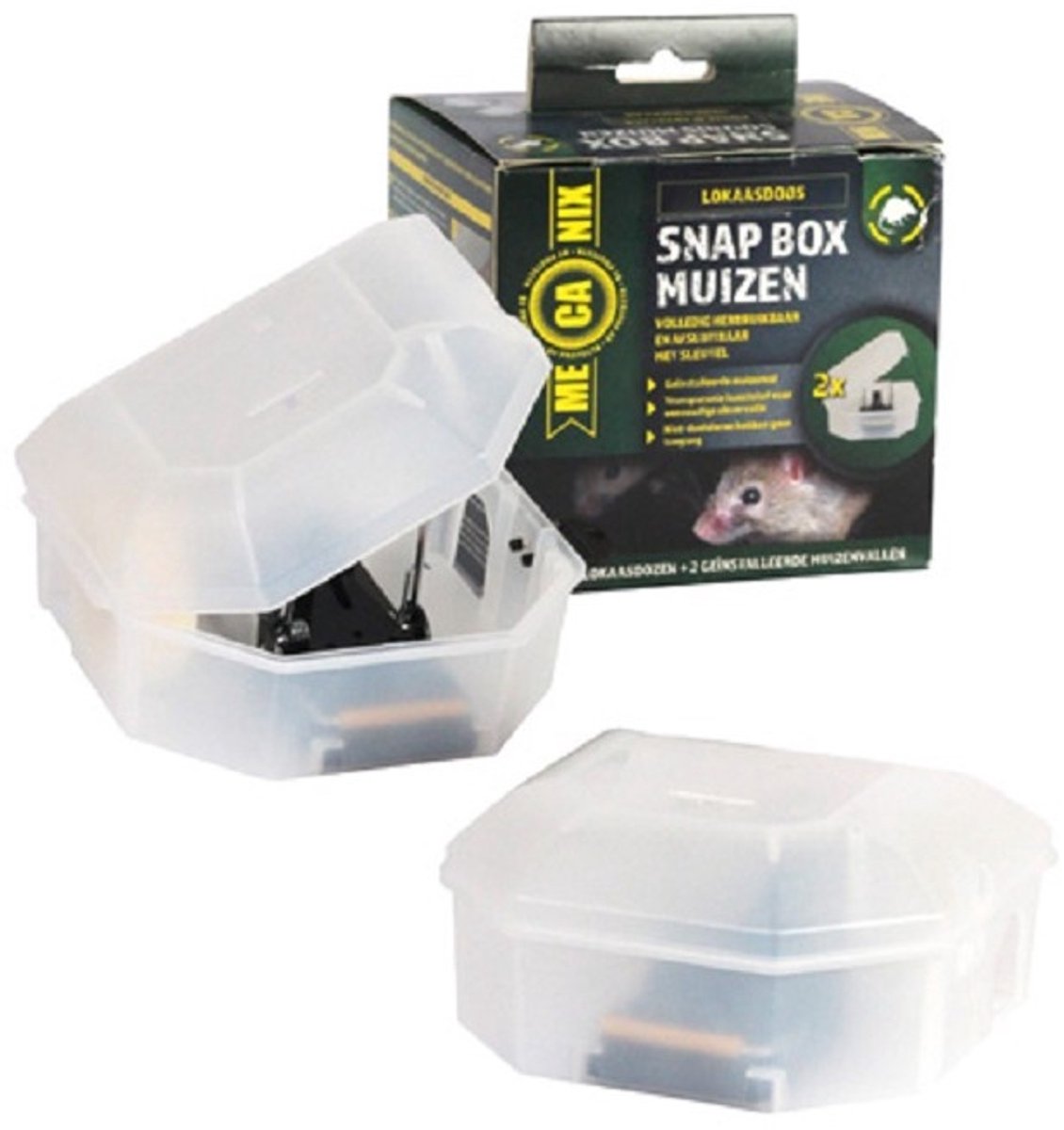 Mecanix snap box muizen met muizenval/rattenklem (2 stuks) - Effectieve Muizenval - Met gratis cheatsheet
