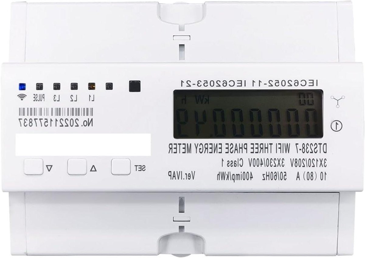 3 Fase Energieteller - Stroommeter Wattmeter - Energieverbruik Meten - Twee Weg Meting - 80A - Wit