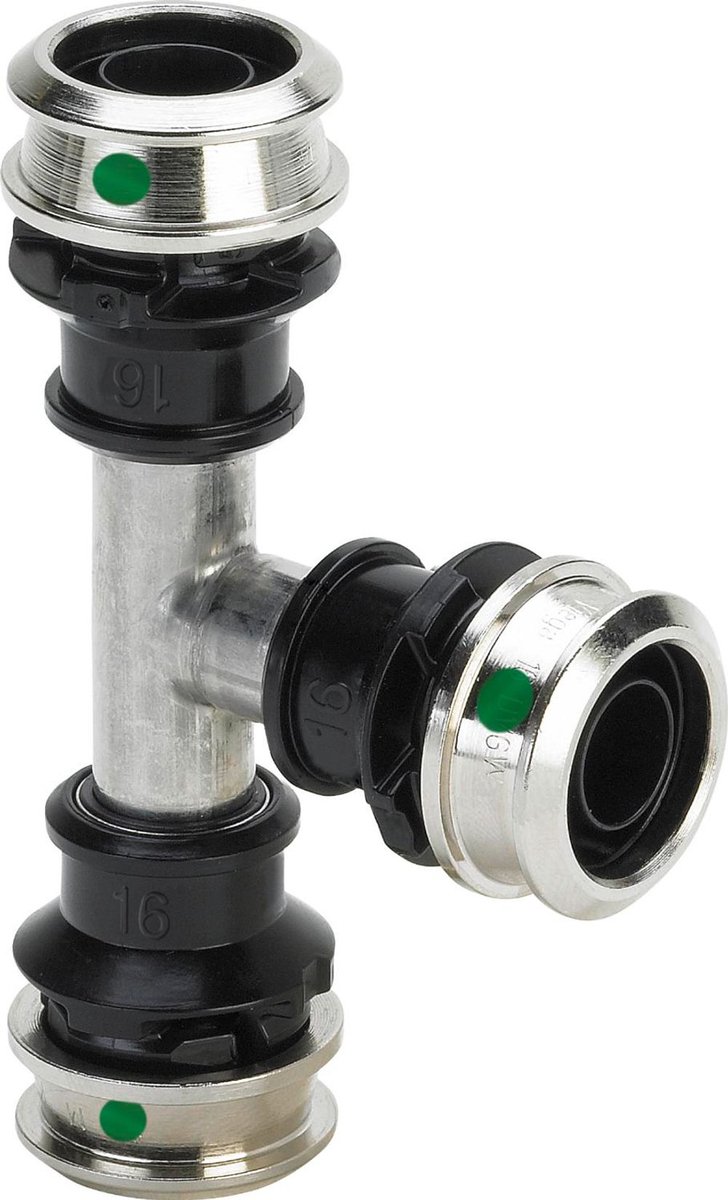 Viega Raxinox-T-stuk, d1 20, d2 16, d3 16 staal roestvrij Modell 4418, 724221