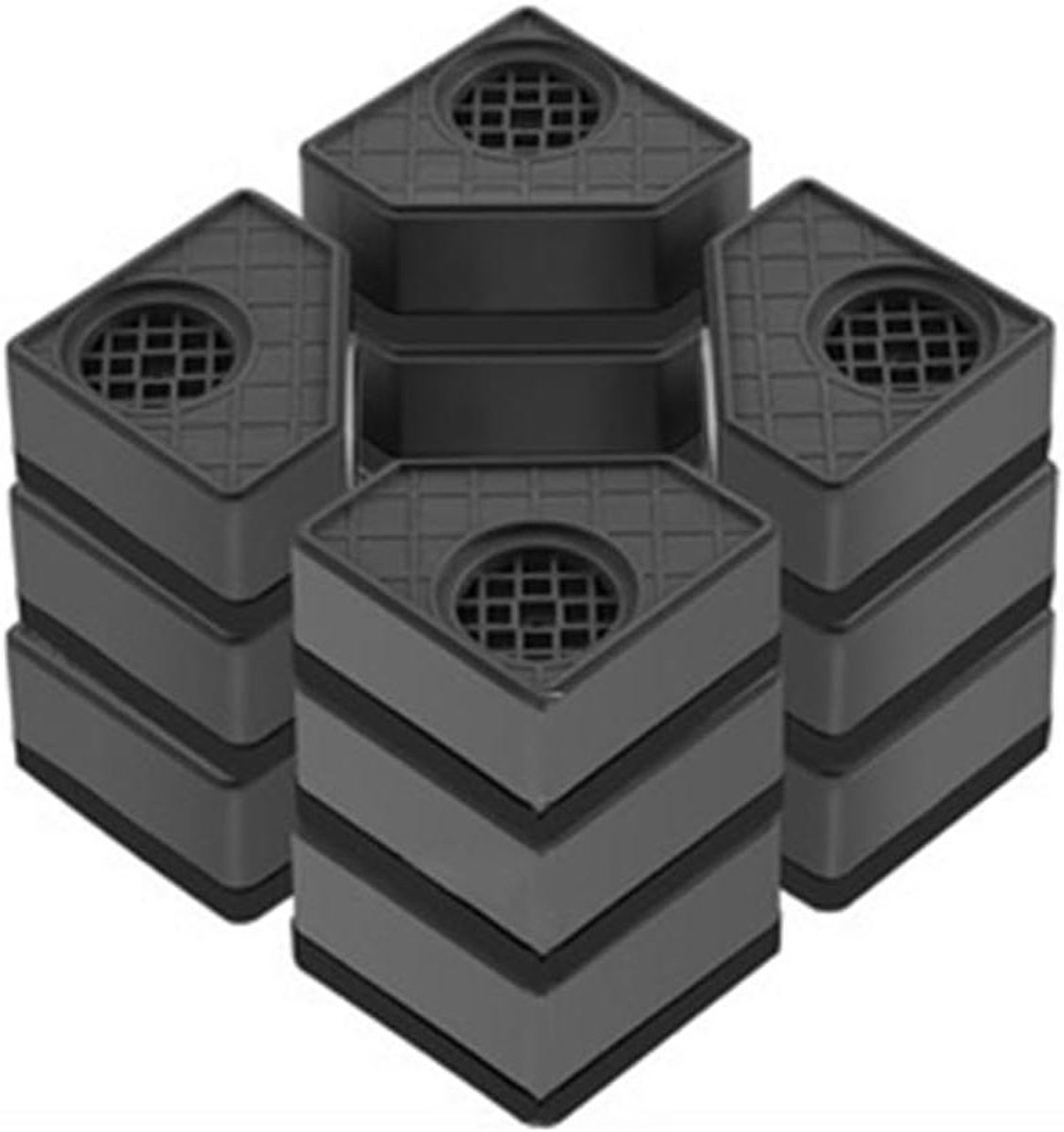 Wasmachine Verhogers - Apparaatvoetjes - Apparaten Stabiliseren - Schokabsorberend Ontwerp - 4 Stuks 11.5CM - Grijs & Zwart
