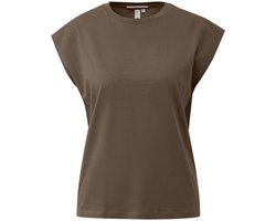 Q/S designed by - Dames t-shirt - Maat S - Vrouwen - Bruin - katoen