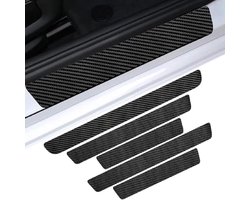 Dorpelbeschermers Auto - Instaplijsten Sticker - Lak Beschermen - Flexibel Carbon Look - 5 Stuks - Zwart