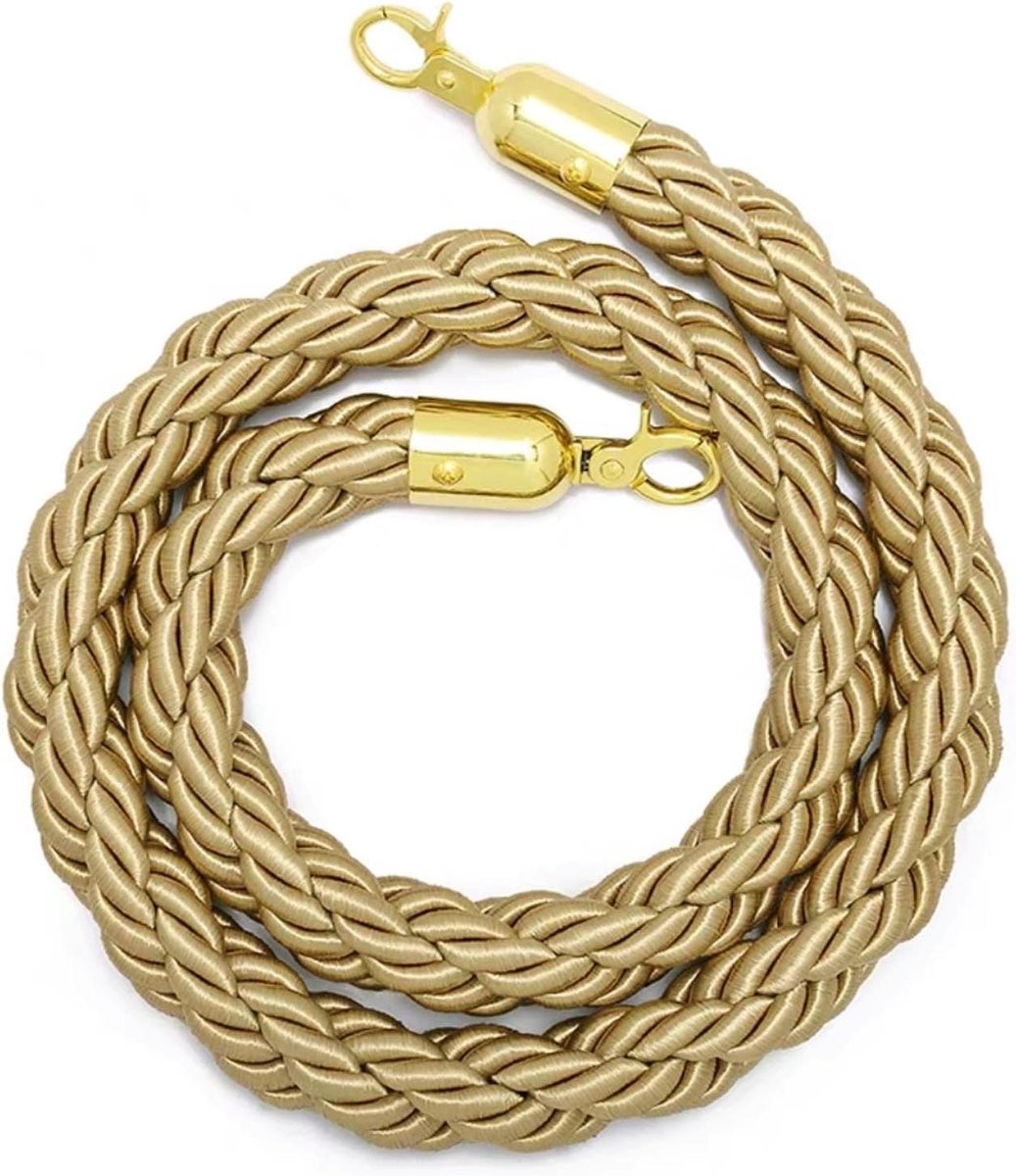 Veiligheidstouw met haak - Scheidingslijn barrière - Menigtebeheer - Premium kwaliteit nylon - 1-3 meter lengte - Zwart