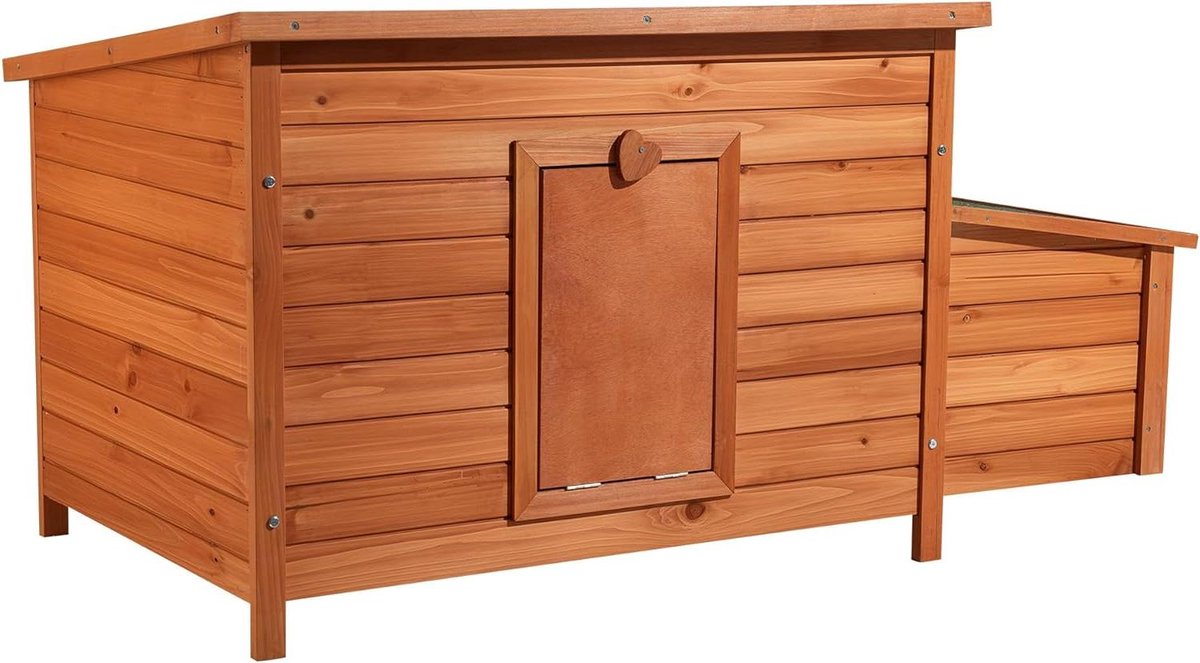 Kippenhok met Nestkast - Hennenhok Buiten - Dierenverblijf Buiten - Geïsoleerd Dak - 136x74x70 cm - Roodbruin