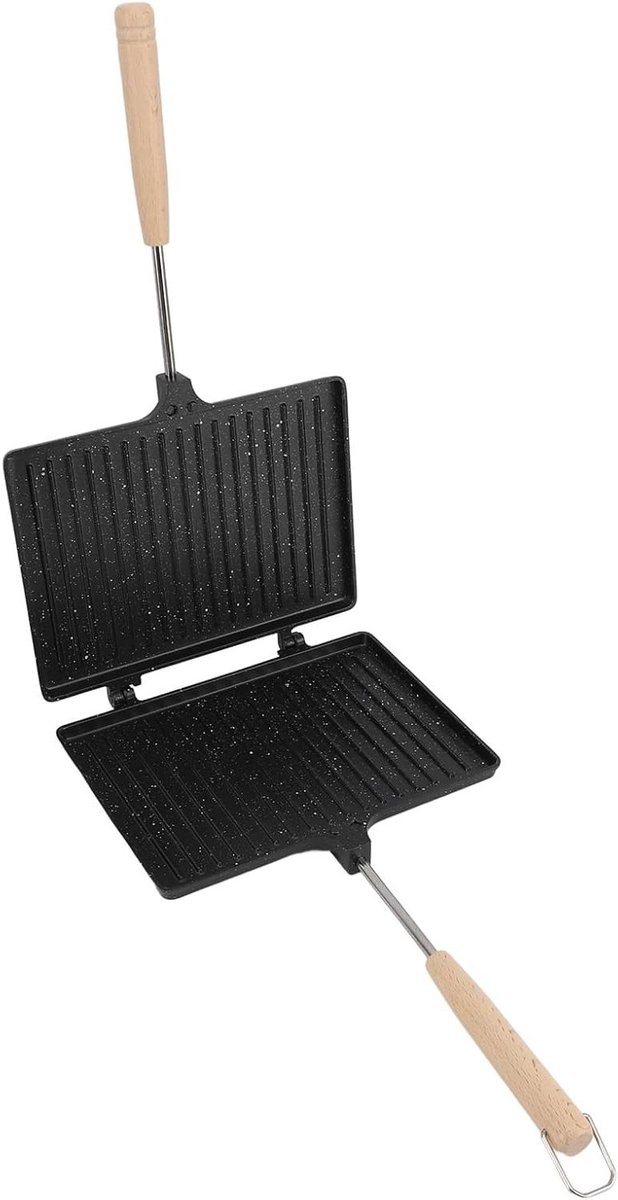 Broodrooster - Tosti maker - Snel ontbijt - Dubbelzijdig verwarmd - 27x24x5 cm - Zwart