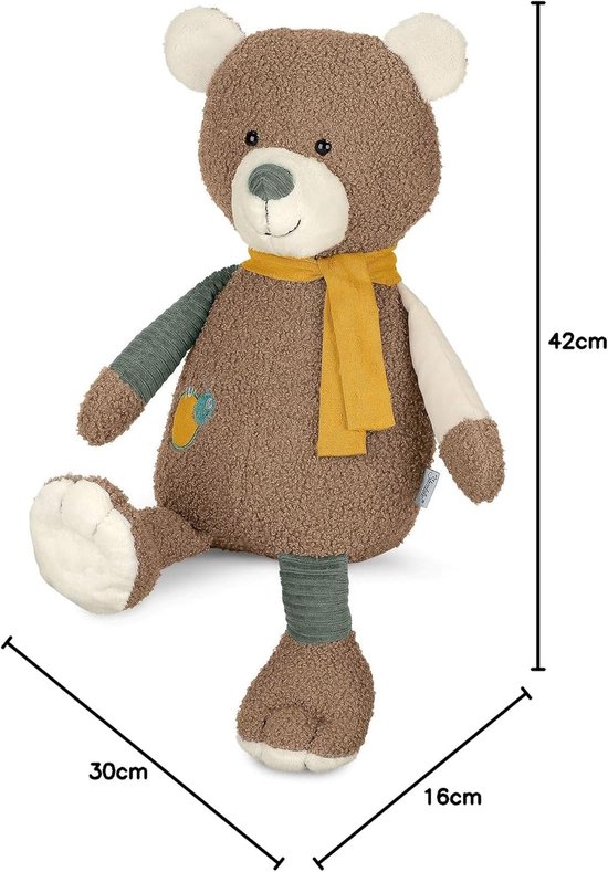 Speeldier beer - Knuffelbeer baby - Baby speelplezier - Zachte grijpmogelijkheden - 42 cm - Bruin — afbeelding 3