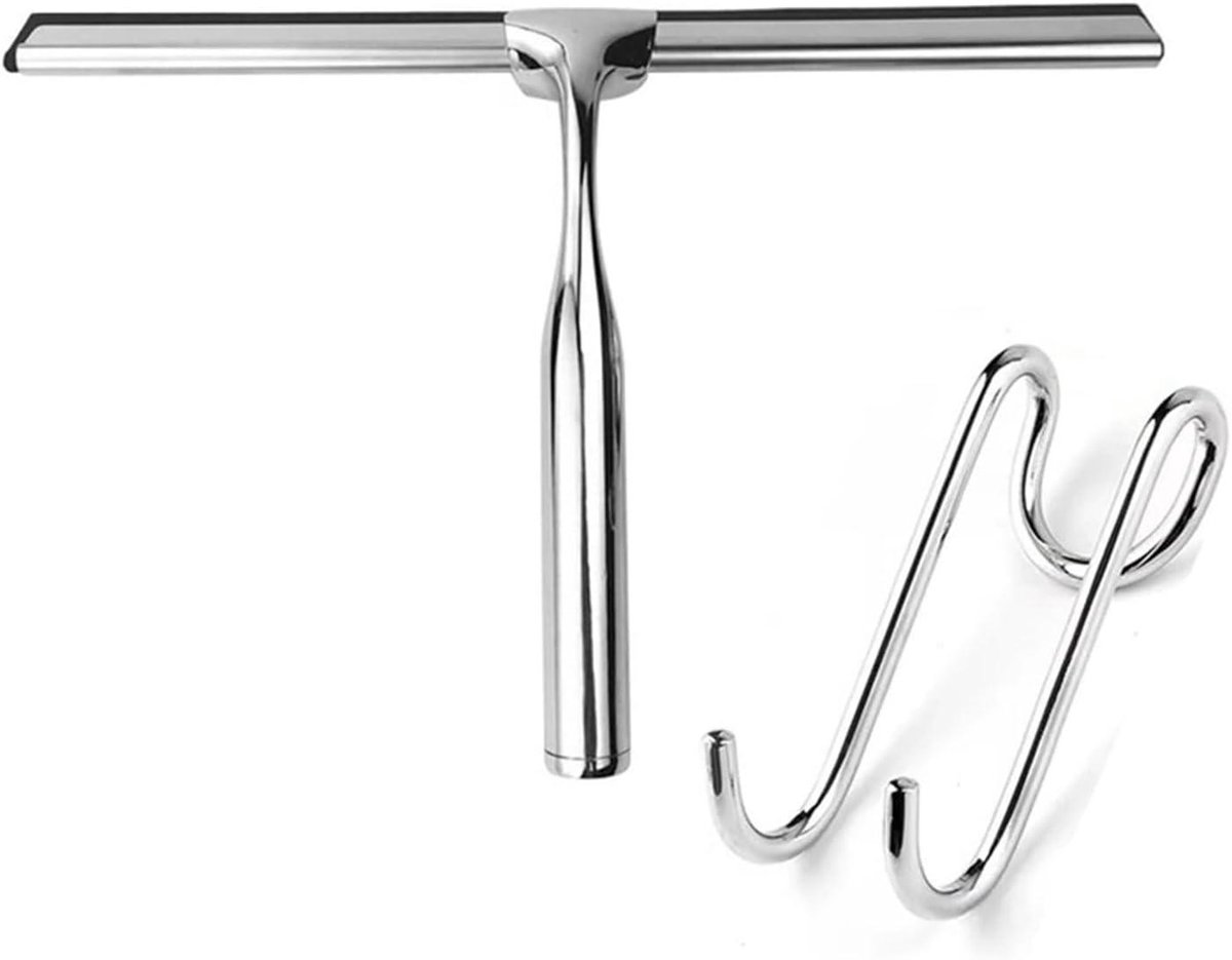 Douche Reiniger - Glaswisser - Streeploos Reinigen - Roestvrij Staal - 26 x 16 cm - Zilverkleurig
