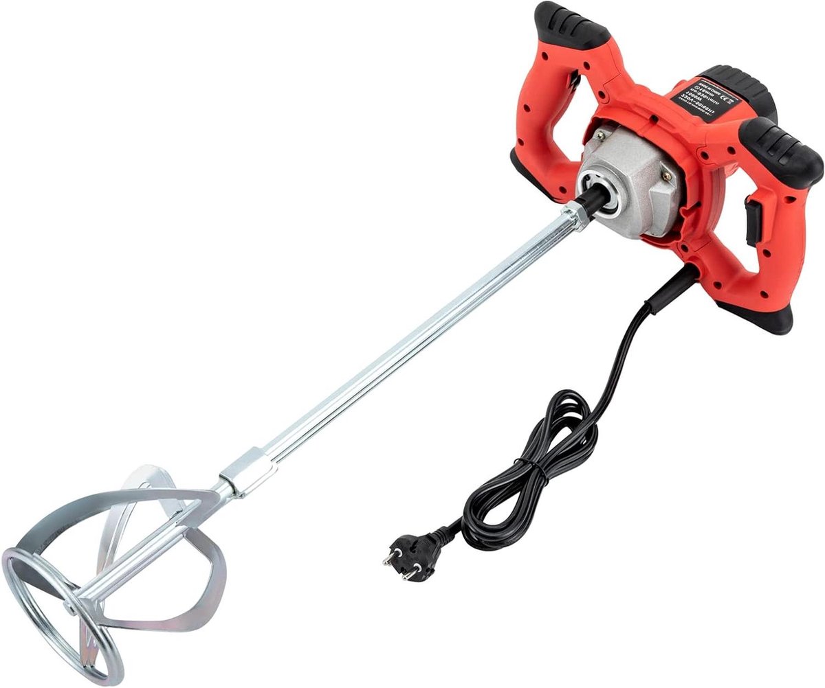 Mortelmixer 1500W - Beton menger - Materialen mengen - Zes snelheden - 88.5 cm lengte - Rood