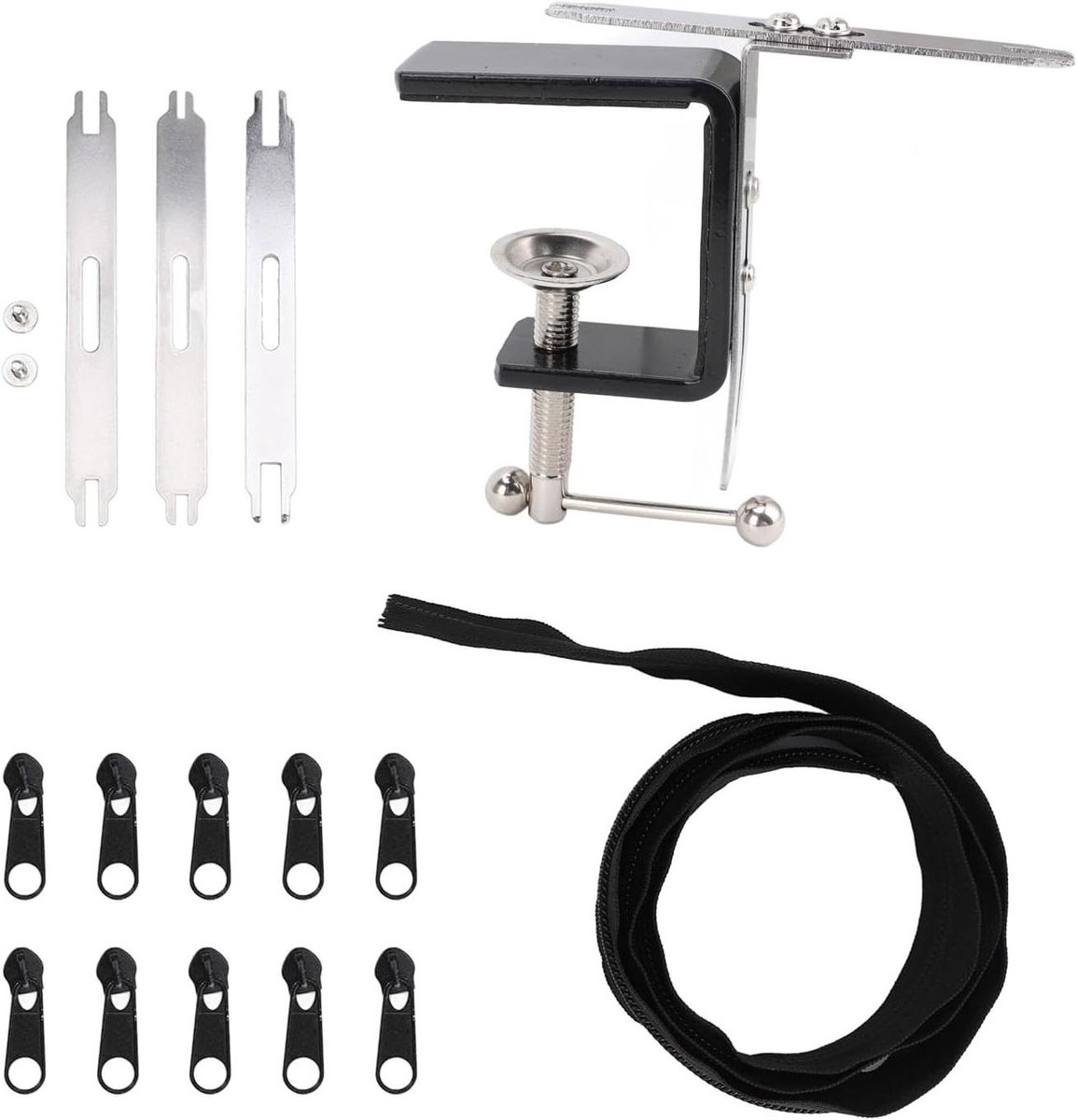 Ritstrekker RVS - Ritshulpmiddel Jig - Ritsen Plaatsen - Sterke RVS Constructie - 10 Ritskoppen - Zilverkleurig