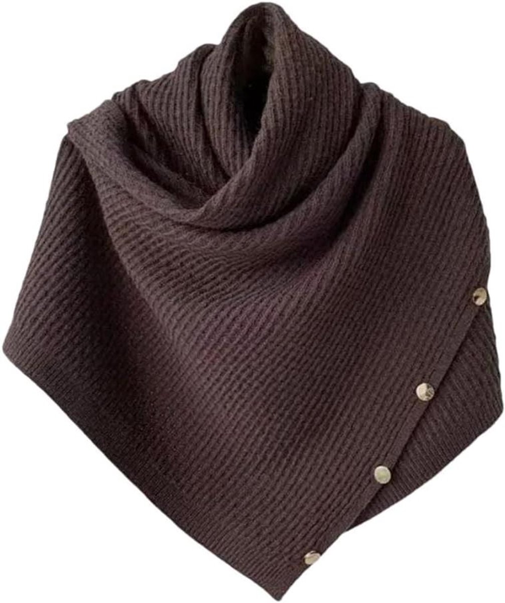 Gebreide Sjaal - Dames Cape - Warm Blijven - Open Zijde Design - Reguliere Lengte - Eff enkleurd