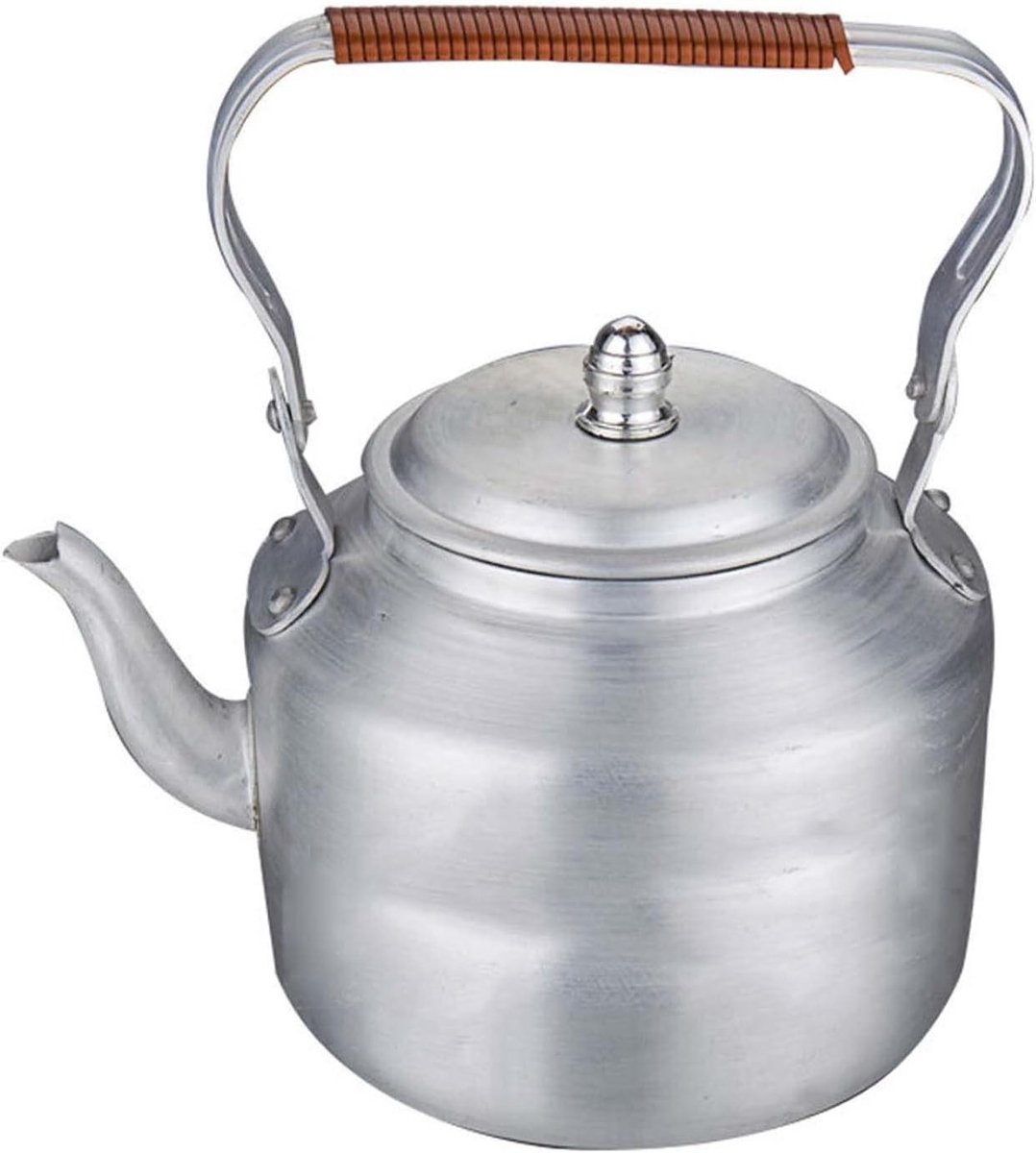 Grote Waterketel - Theepot Aluminium - Drankjes Bereiden - Verdikt Bodem - 4L Capaciteit - Zilverkleurig