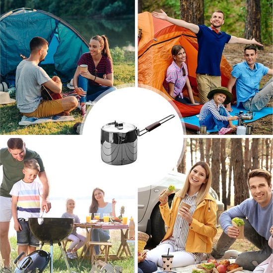 Camping Saucepan, 570ml Multi-Purpose Sauce Pan - Portable, Oven Safe, Dishwasher Safe, Ergonomic Handle, Induction Sauce Pan with Lid for Easy Pouring — afbeelding 4