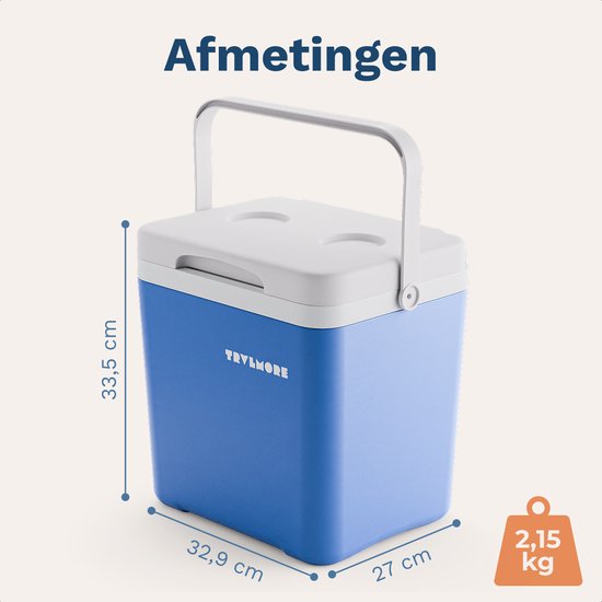 TRVLMORE Koelbox 14L - 47 Uur Koeling - Frigobox - Inclusief 2 Koelelementen - Koelbox Klein - Blauw van Merkloos — afbeelding 5