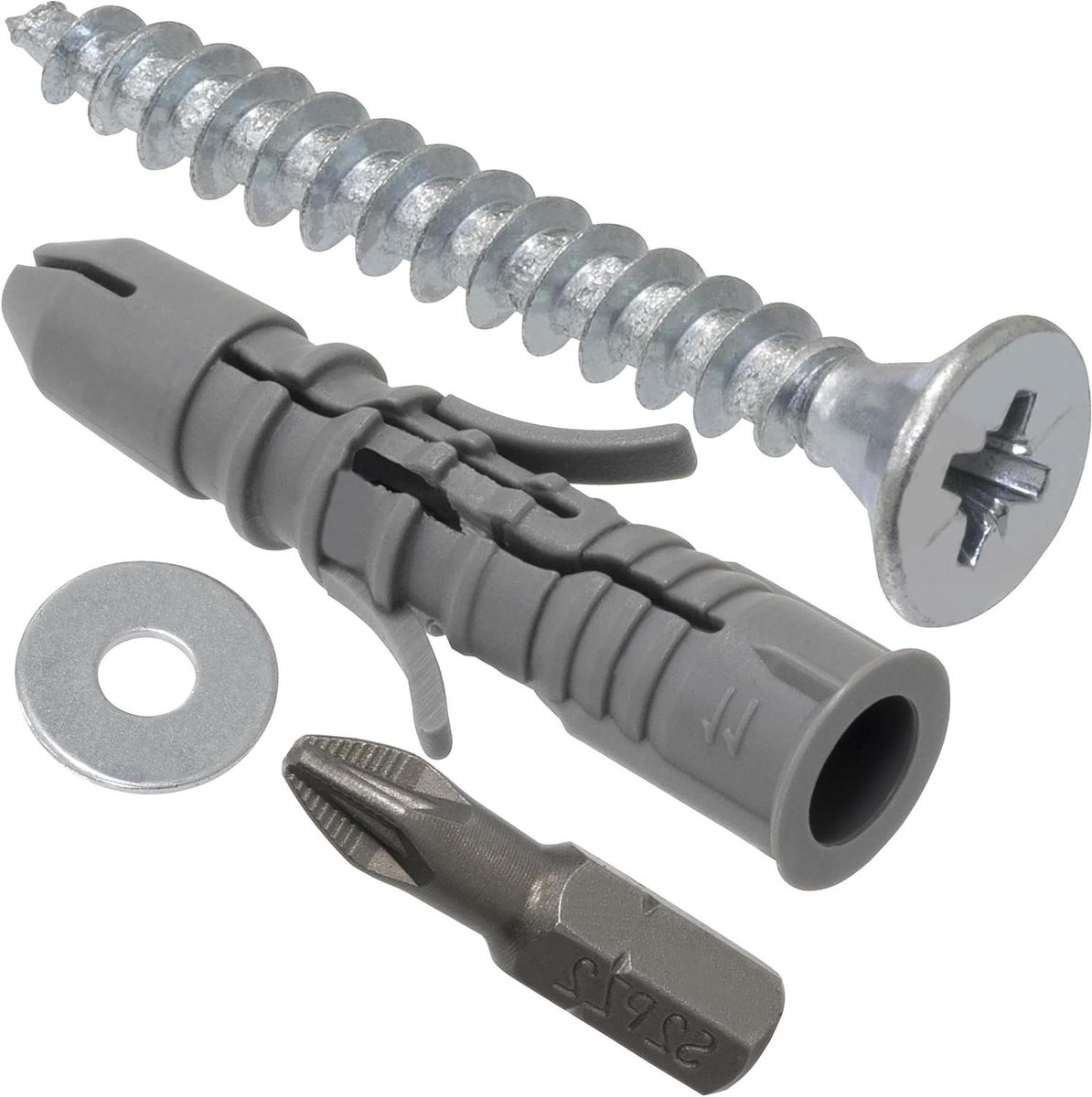 Bevestigingsset Nylon - Pluggen en Schroeven - Muurbevestiging Doe-het-zelf - Compleet Montagepakket - 50 Stuks Ø8x40mm - Grijs