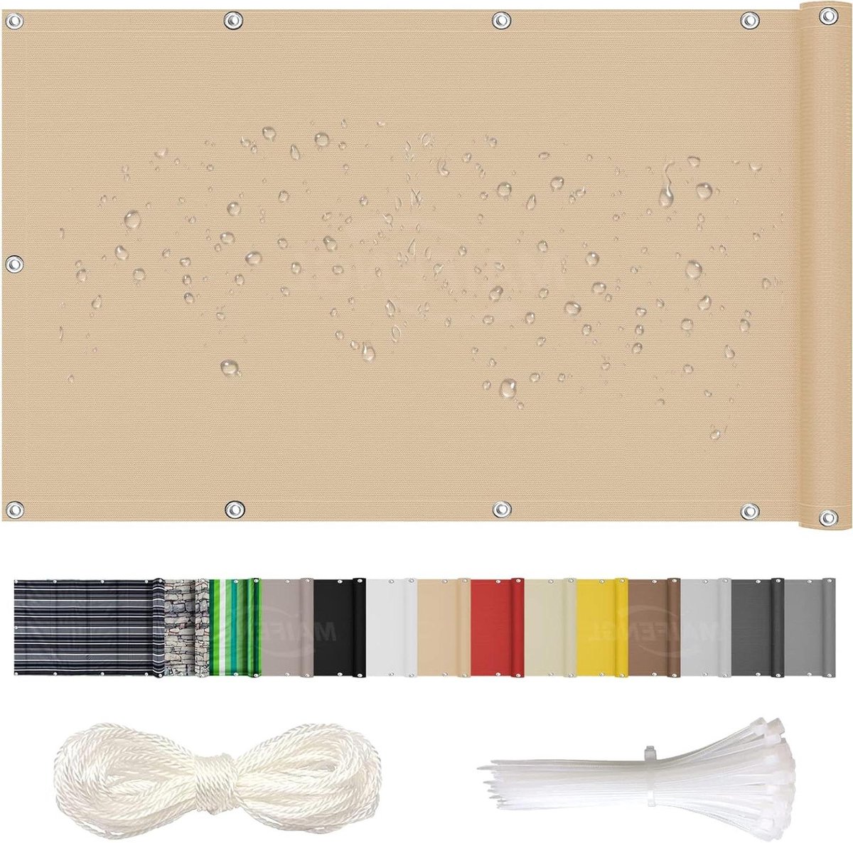 Balkonscherm - Privacy scherm - Bescherming tegen inkijk - Waterdicht polyester - 150 x 1500 cm - Zandkleur