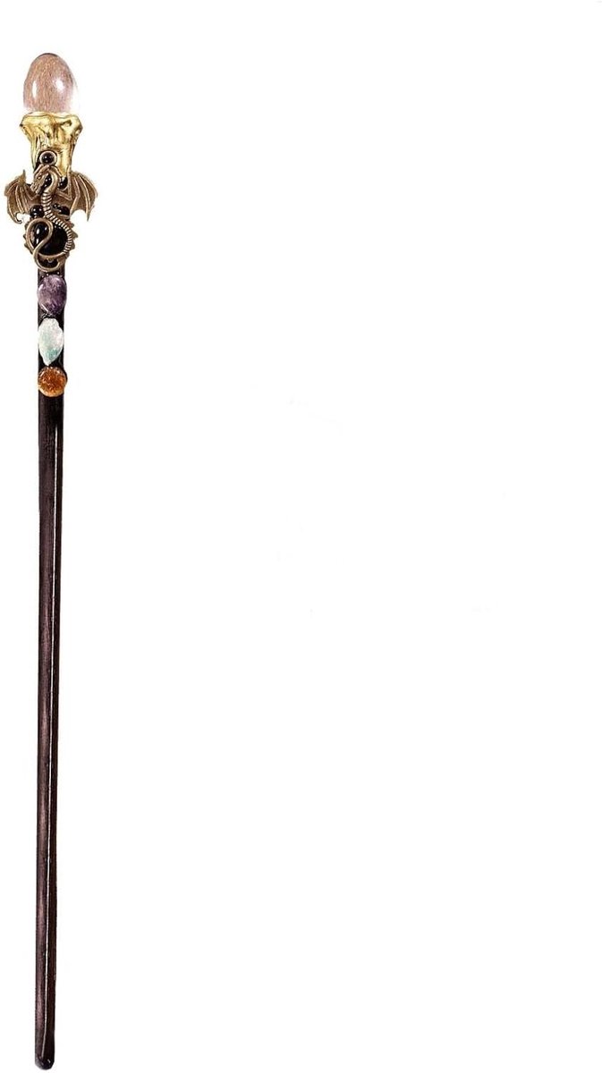 Handgemaakte Toverstaf - Kristallen Staf - Rollenspel Accessoire - Natuurlijk Kristal - 30 cm - Paars