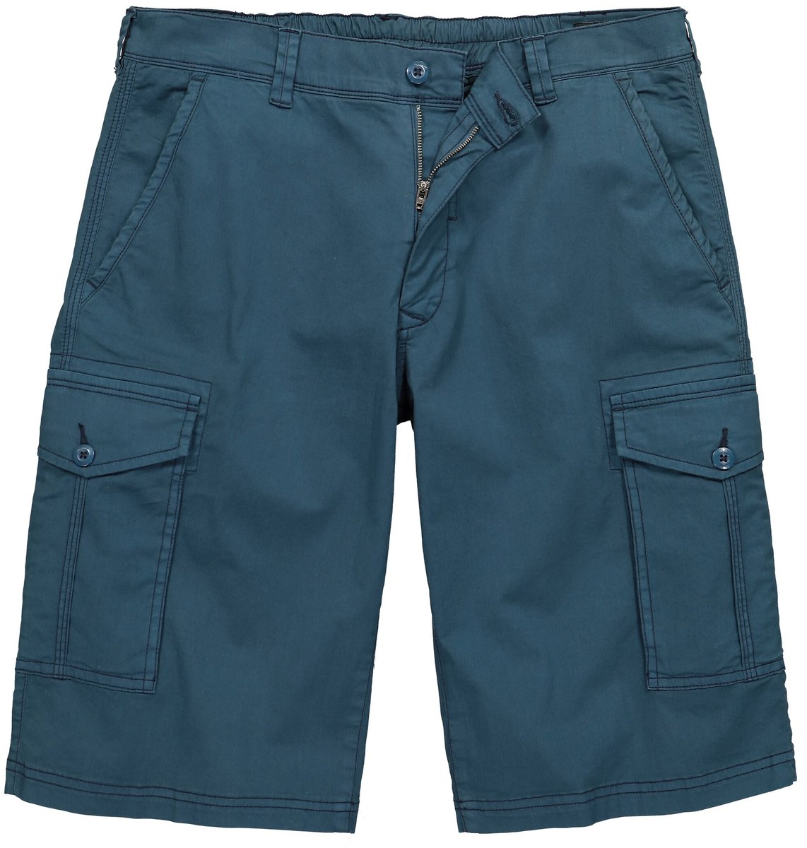 Men Plus - Heren - Cargobermuda baggy fit keperstof elastische tailleband - Petrol - Maat 68