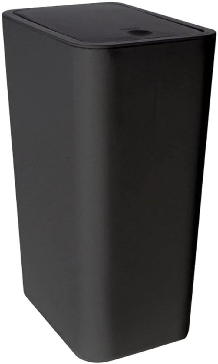 Badkamer prullenbak - Afvalmand deksel - Afval scheiden - Persdeksel ontwerp - 33 cm hoog - Zwart