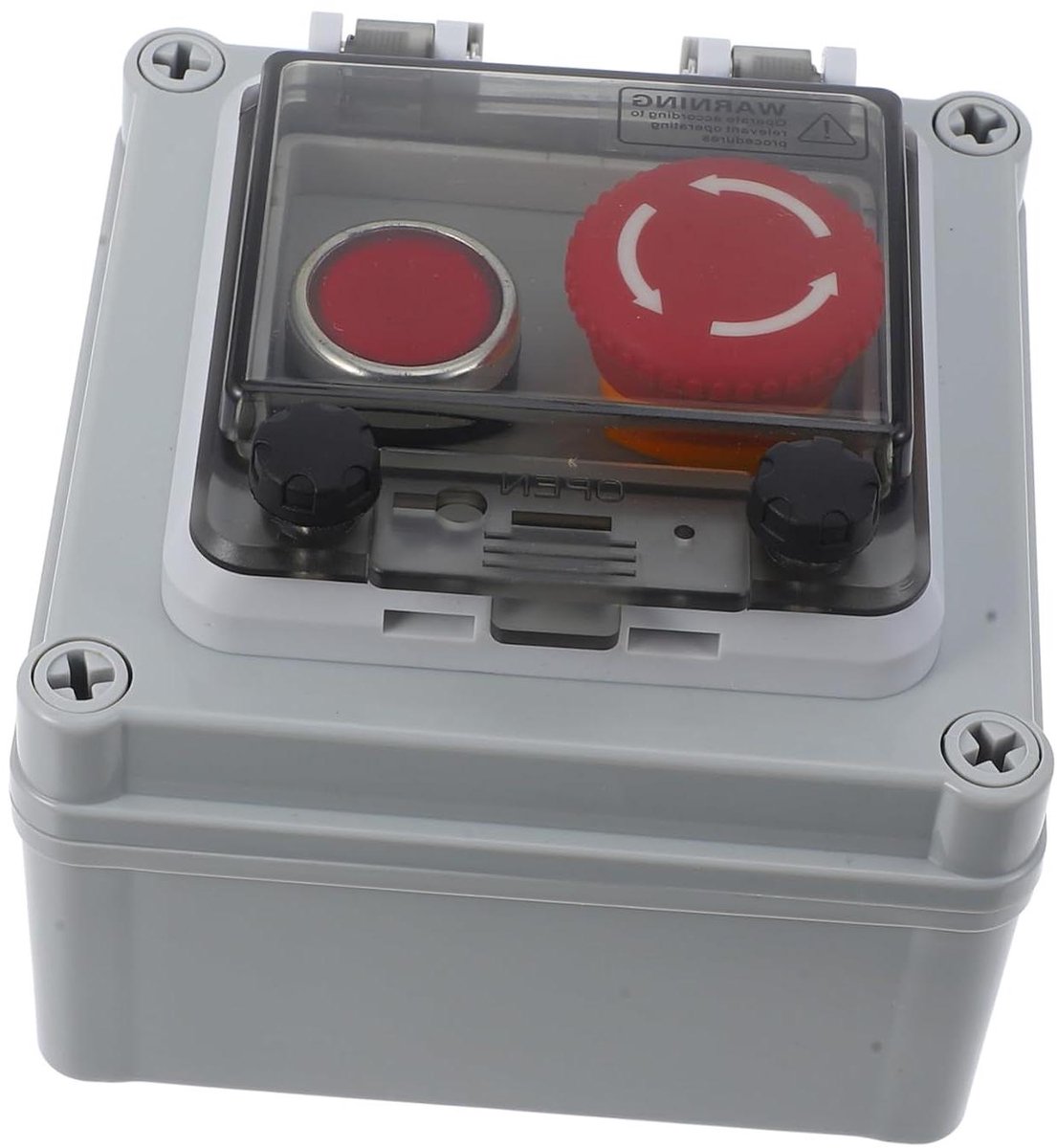 Drukknop Controlebox - Noodstop Schakelaar - Industriële Besturing - Waterdicht Ontwerp - 12 cm Afmeting - Lichtgrijs