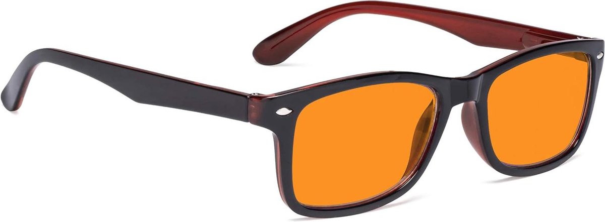 Blauwlichtbril Dames Heren - Computerbril Leesbril - Scherm Tijd - Oranje Gekleurde Lens - 51 mm Glasbreedte - Zwart Rood