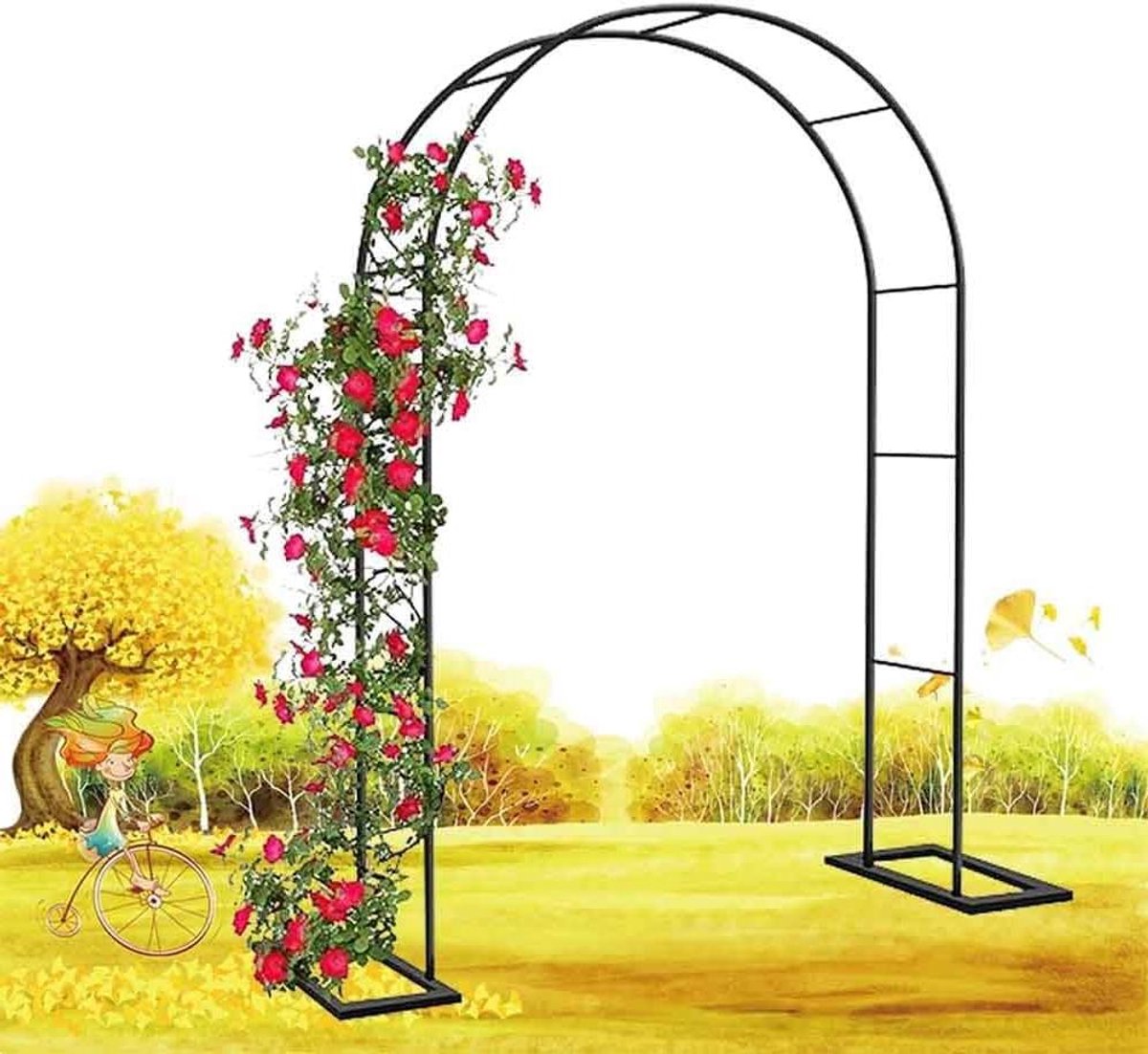 Rozenboog met Basis - Huwelijksboog Tuinboog - Klimplanten Ondersteunen - Weerbestendig Gegalvaniseerd Staal - W3M x H2.2M - Wit