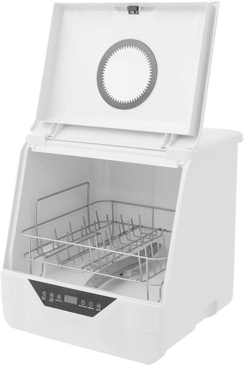 Tafelvaatwasser Mini vaatwasser Kleine keuken 360 graden spoeling 38.7 x 37.3 x 39.2 cm Wit