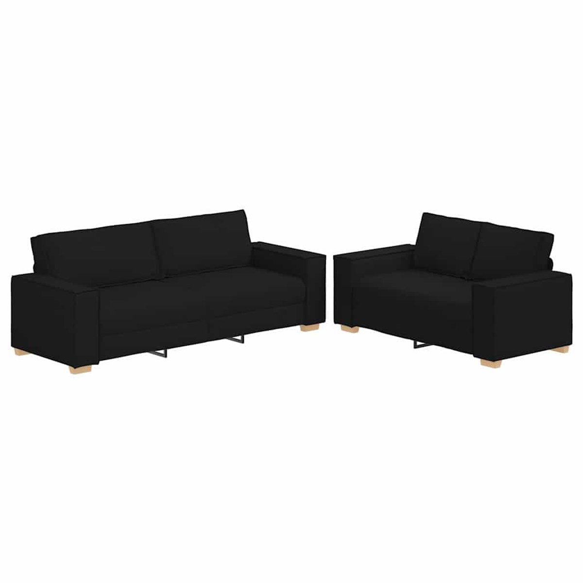vidaXL - 2-delige - loungeset - met - kussens - stof - zwart
