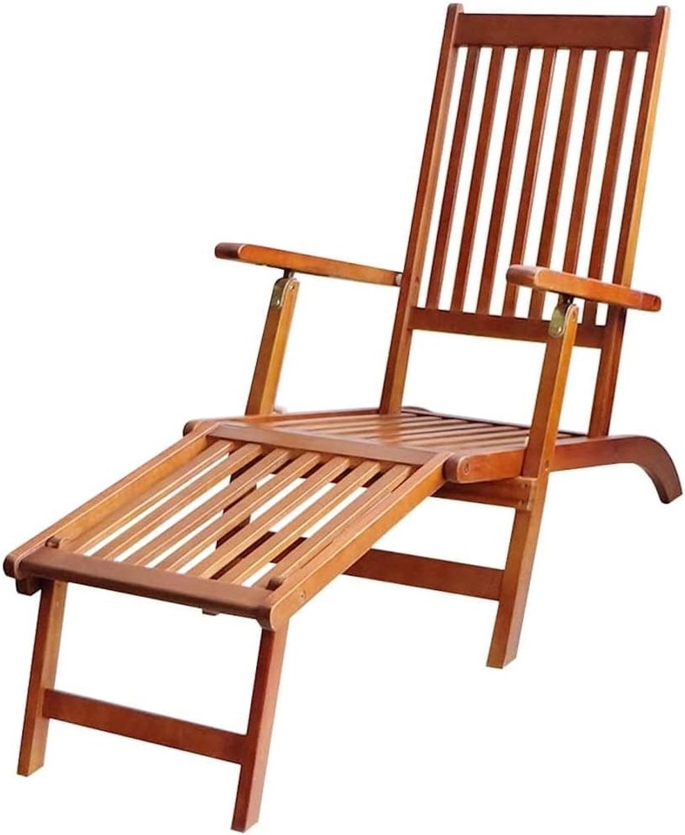 Verstelbare Ligstoel - Tuinstoel Hout - Buiten Ontspannen - 3 Posities Inklapbaar - 167 cm Lengte - Rood Ruit