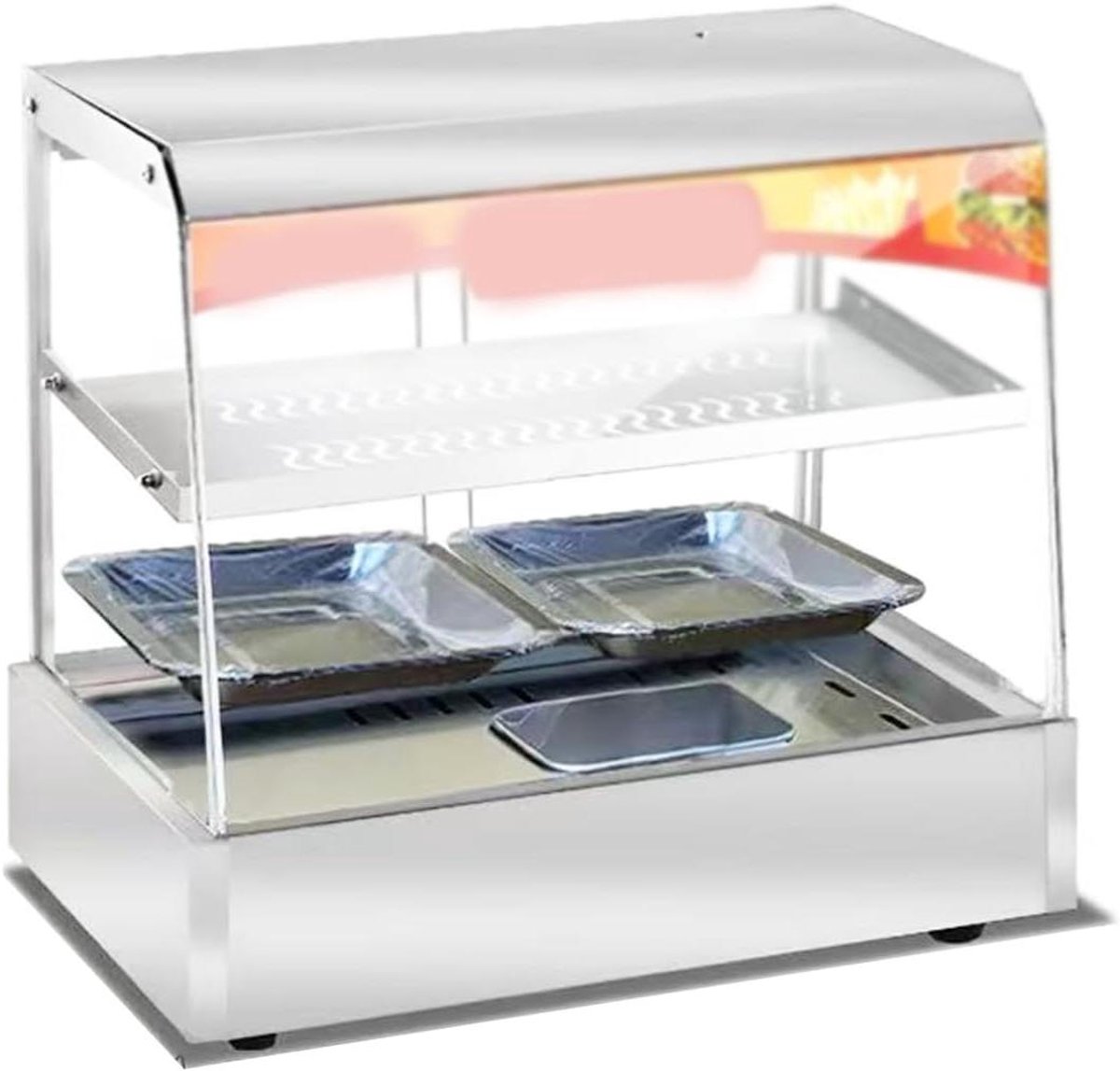 Elektrische Voedselwarmer - Warmhoudvitrine - Eten Warm Houden - Instelbare Temperatuur - 45x34x48 cm - Zilver
